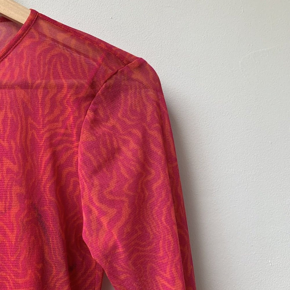 Urban Outfitters Pink Orange Mesh Button Up Top & Cropped Vest Size Large - Picture 11 of 16